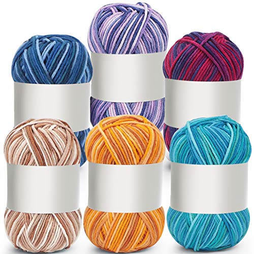 Image of 6 Pieces 50 g Crochet Yarn Multicolor Acrylic, 5-ply, Classic Color