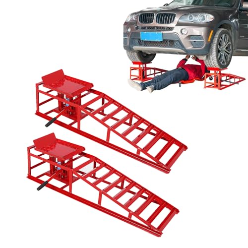 2 Packs Hydraulic Car Ramps-5Ton Car Jack Ramps, Oil Change Cars Lift Ramp for Home and Garage, Adjustable Height, Anti-Slip Design