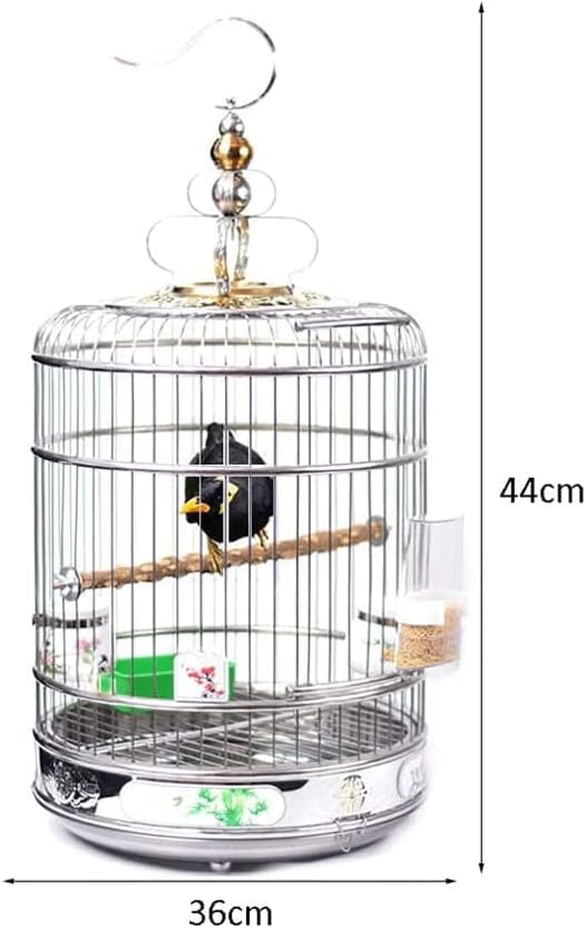 ソリッドラウンドホロウバードケージクリエイティブステンレス鋼鳥のケージ耐久性のある鳥かごの錬鉄製の鳥の鳥かご（中程度）