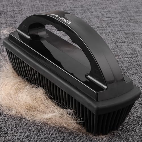 Navaris Pet Hair Remover Brush - for Multiple Surfaces Including Furniture, Carpets, Clothes - Dog and Cat Quick Easy Fur Remover with Handle - 15.5 x 8.5 x 5cm (6.1