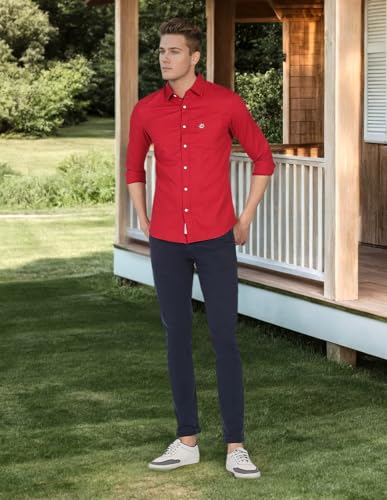 Image of U.S. Polo ASSN. Men's Solid Spread Collar Premium Cotton Dobby Tailored Fit Shirt