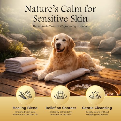 Image of Lozalo Canis Botanica Pet Shampoo 750ml | Goodness of Aloe Vera & Tea Tree Oil Dog & Cat Shampoo | Soothes & Moisturizes Coat, pH Balanced, Paraben & Silicone Free, Conditioning Shampoo for All Breeds