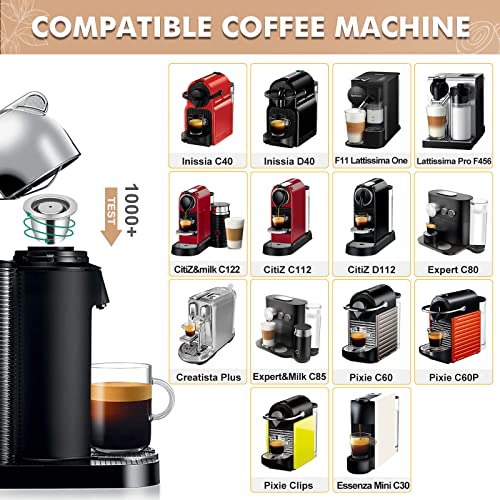 Lihoooom Reusable Coffee Pods, Stainless Steel Refillable Capsule For Nespresso Original, Reusable Espresso Pods Kit, 1X Reusable Capsule+ Plastic Spoon+ Brush #TOP1