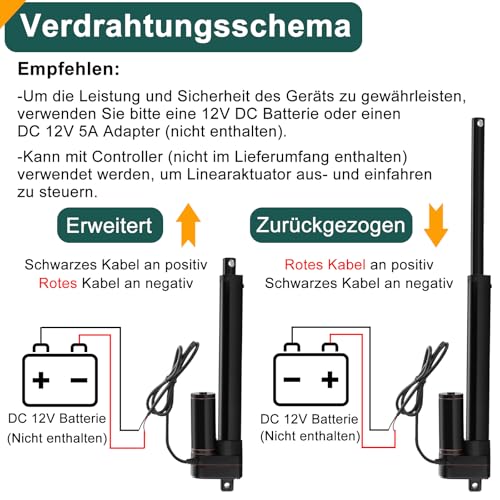  Jvnvlki Linearantrieb 12V 2000N 400mm Hublänge IP65 Wasserdicht 8mm/s Linear Actuator Lineartechnik-Aktuatoren Linearmotor Mit Montagebügeln,für Türöffner, Solartracker,elektrisches Hebesyste
