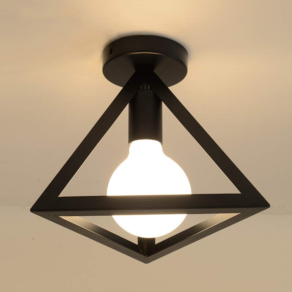 Mengjay Trade A Retro Vintage Industrial Flush Mount Ceiling Light,Retro Pendant Lighting Hanging Ceiling Light Fixture Cage Lamp For Hallway Stairway Bedroom Kitchen(Bulb No Included) (A)