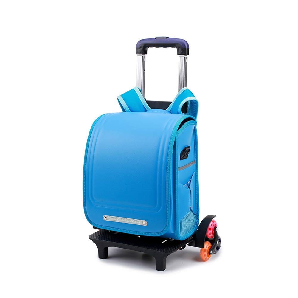 Durable Universal Wheel Trolley Travel Bag Children'S Box Trolley Schoolbag Lightening Waterproof Backpack Hard Shell Students Backpack On Wheels Durable Mold Wheels (Color : Black, Size : L)