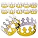 Kicko Paper Crown Party Hat - Pack of 12 Adjustable Golden Foil Headdresses for King Queen Dress-up Costume - Perfect for Prince or Princess Birthday Parties, Baby Shower, Photo Booth Accessories