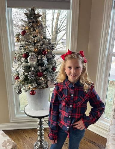 Image of Girls Sleeveless Plaid Button Down Shirt Summer Crop Tops Tie Knot Ruffle Sleeve Shirt Blouse 3-12Y