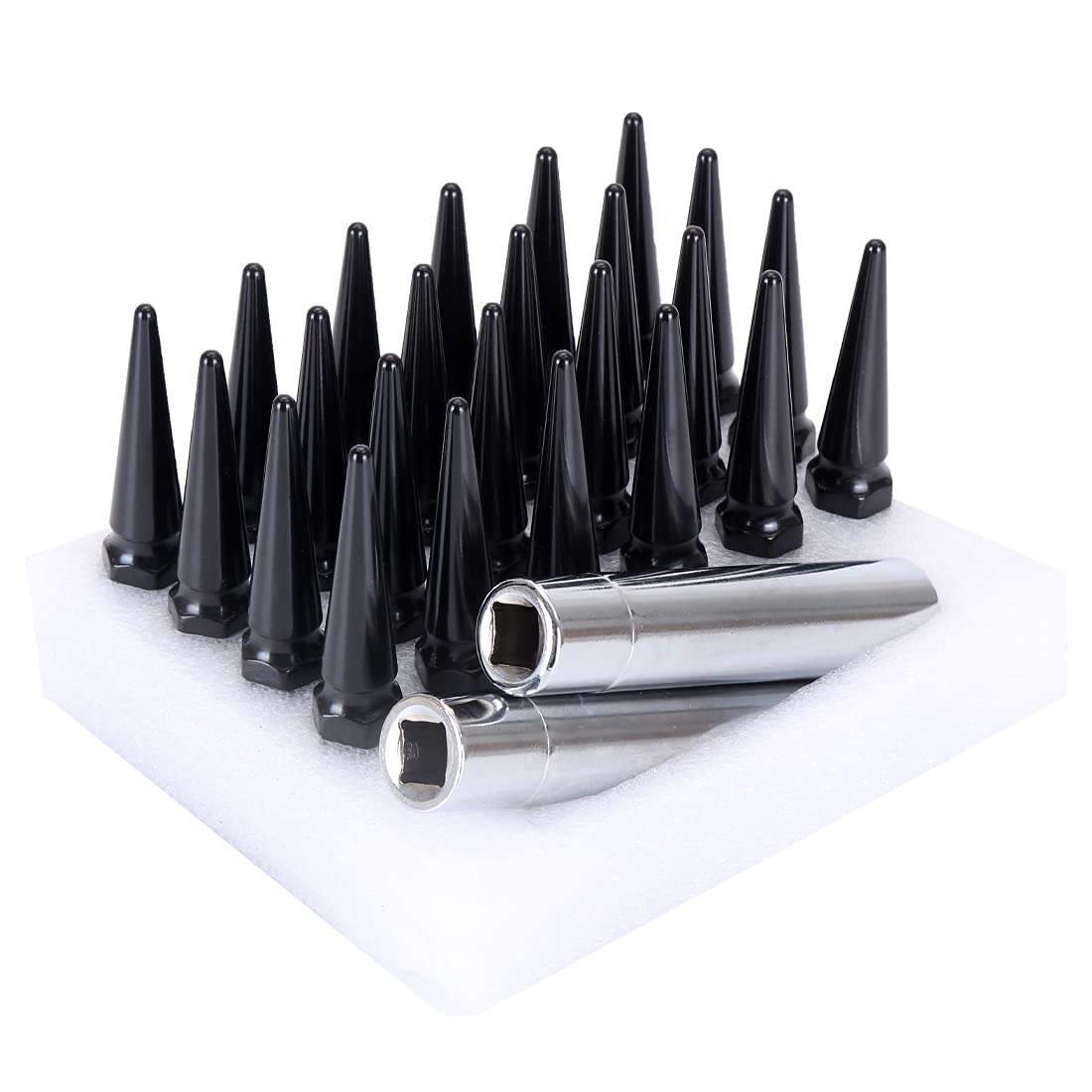 Gaemi M14x1.5 Spline Lug Nuts - 24pc Black Wheel Nuts With Socket Key