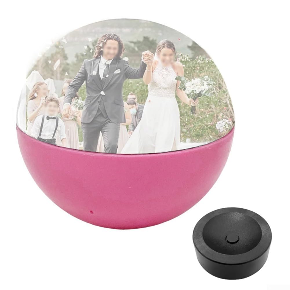 Personalized 7CM Crystal Video Ball with LED Lights for Anniversaries, Birthdays, Weddings, Black Pink