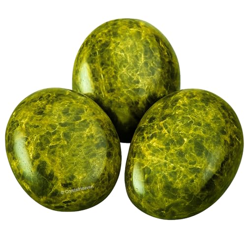 Image of Certified Green Tourmaline in Matrix Crystal Palm Pebbles Stones for Anxiety Stress Relief Massage - AAA Grade Original Healing Gemstone Agate Palm Stone for Yoga Meditation Spiritual Reiki Feng Shui