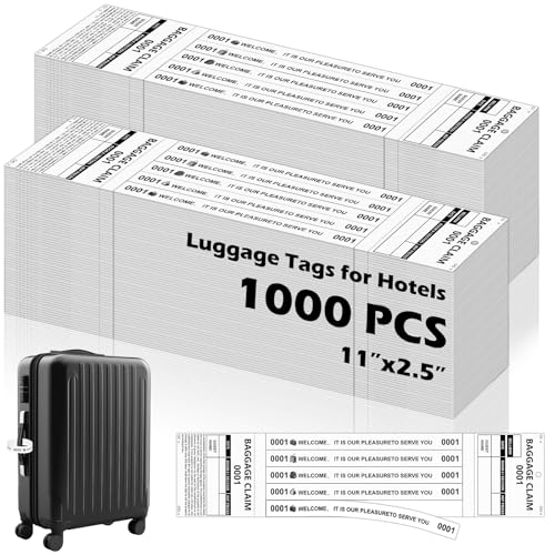 1000 PCS Hotel Luggage Tags Bulk with 5 Matching Numbered