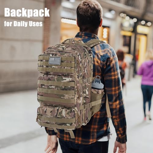 Image of Military Tactical Backpack 25L Day Backpack for Men Molle Army 3 Days Assault Pack Bug Out Bag Water Resistant and Heavy Duty Hiking Treeking Rucksack - Camouflage
