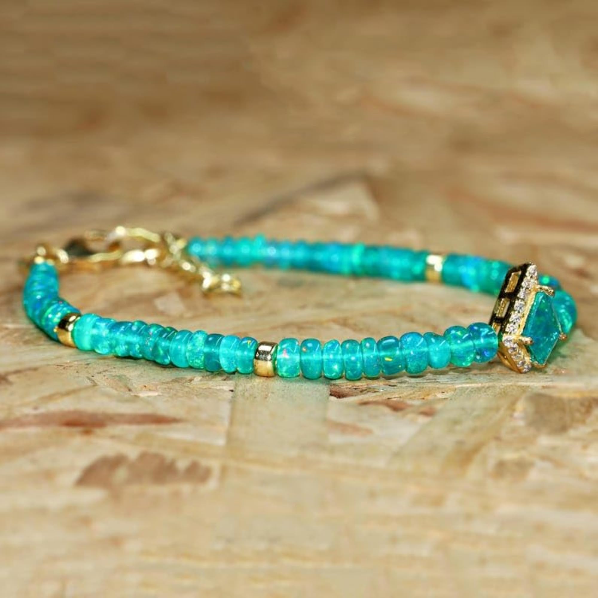 Ethiopian Opal Rondelle Beaded Bracelet, Adjustable Multicolor