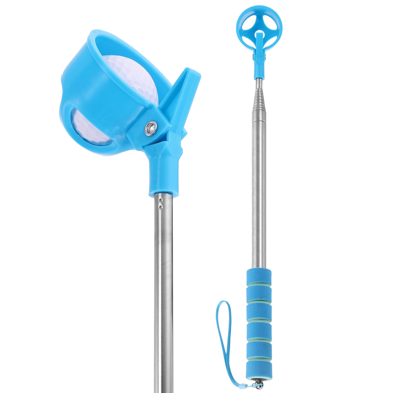 YELARXI Golf Ball Retriever Telescopic, 8.9Ft Golf Ball Grabber for Water with Stainless Steel Shaft&Non-Slip Rubber Grip 1Pcs & Blue-Fitting for Women, Men & Golfers