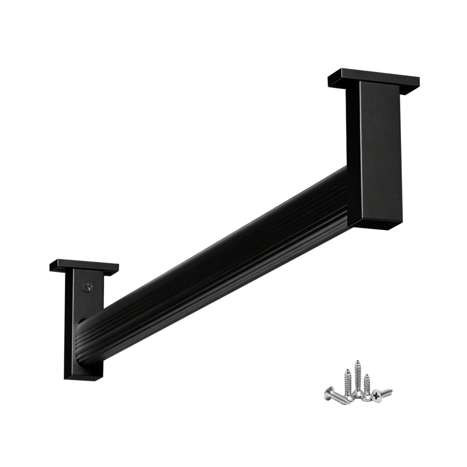 Aluminum Rods for Closet for Clothes, Sturdy Wardrobe Rod for Cloakroom/hallway/Cupboard, Custom Garment Bar With Anti-slip Stripe(Black,W/D 35"/88.9cm)