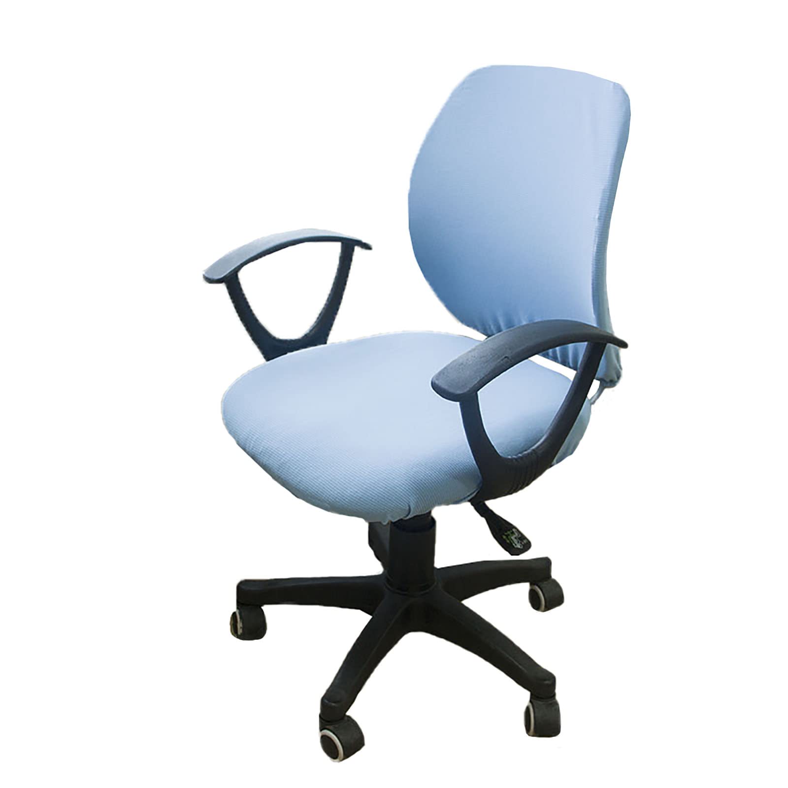 HACLEN 2 Piezas Funda para Silla de Oficina (Cubierta Trasera + Asiento), Estirable Fundas de Sillones Oficina Lavable para Silla giratoria de Escritorio y Respaldo -Azul Claro