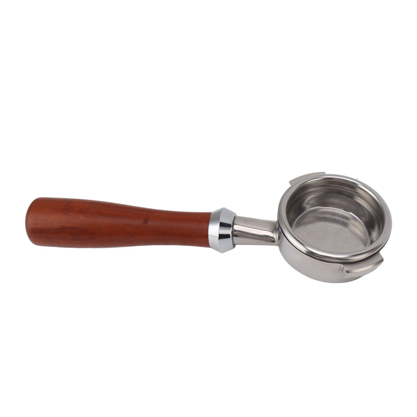 Portafiltro Nudo Senza Fondo per Adatto a Express, Pro, Touch, Infuser e Temp Pro, Prodotti da caffè con Cestello Filtrante in Acciaio Inossidabile e Manico in Legno