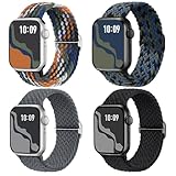 【4枚入り】Suitisbest コンパチブル アップルウォッチ バンド 編み込み 42mm 41mm 40mm 38mm Apple Watch ナイロンバンド 伸縮性 ゴム アップルウォッチ スポーツベルト Series 11 10 9 8 7 6 5 4 3 2 1 SEに対応 長さ無段階調整 柔軟 通気 防汗