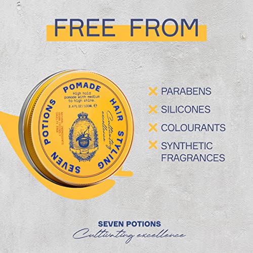 Seven Potions Men's Natural Pomade — Natural, Water-Based, High Shine, High Hold Hair Styling Product — 100% Vegan, Cruelty Free (100ml) - Image 7