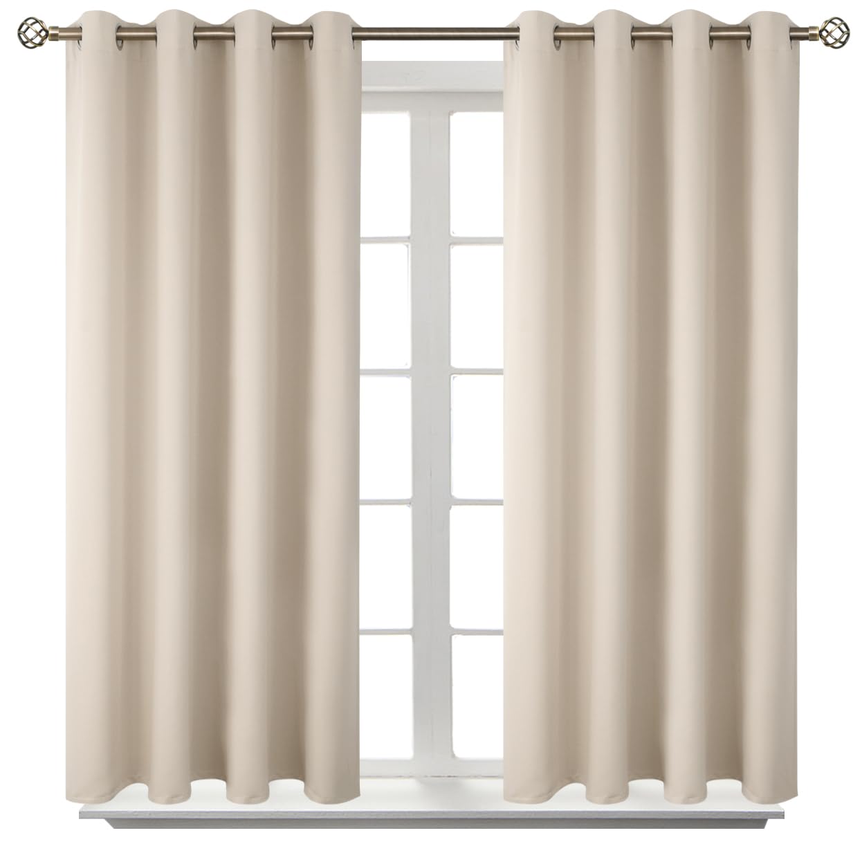 BGment Blackout Curtains - Grommet Thermal Insulated Room Darkening Bedroom and Living Room Curtains, Set of 2 Panels (52 x 45 Inch, Champagne)