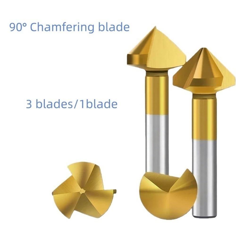 bits de enrutador Fresa de biselado de cobalto HSS de 90 grados, broca avellanada, fresa de biselado for procesamiento de metales, 1 unidad(50MM*1)