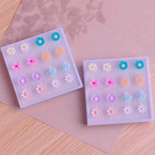 Plastic Earrings for Sensitive Ears - Girls & Women's Flower Stud Post Earrings4