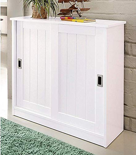 Image of APRODZ Mango Wood Daria Shoe Cabinet for Home | Shoe Rack Organiser | White Finish
