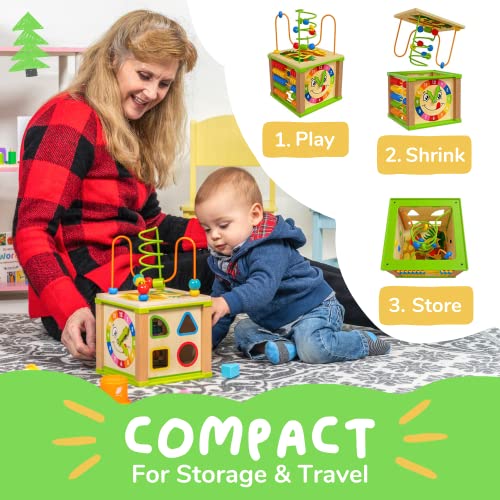 Toyventive Wooden Kids Baby Activity Cube - Girls Gift Set | 1St Birthday Gifts Toys For 1 One, 2 Year Old Girl | Developmental Toddler Educational Learning Girl Toys 12-18 Months | Bead Maze #TOP4