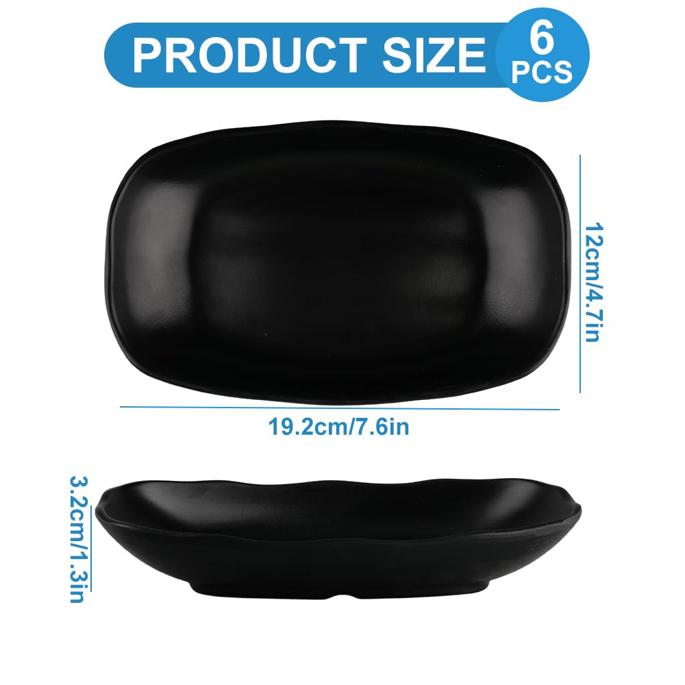 Pezzi Piatti Neri Moderni Piatti da Portata Vassoi Piccolo Piatti Plastica Melamina per Sushi, Antipasti, Dessert, Insalata, 19,2 x 12 x 3,2 cm