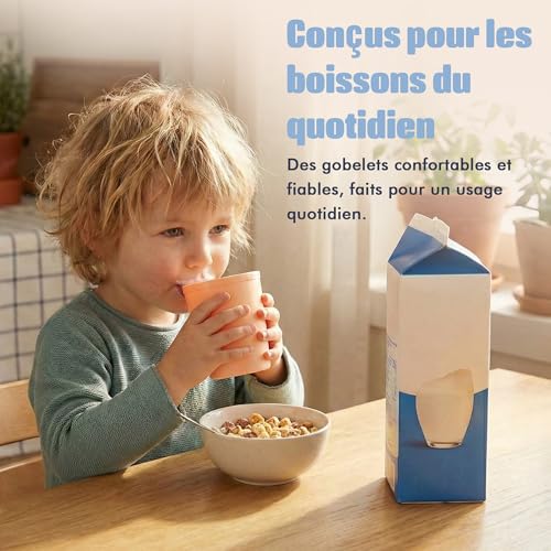 Mastercook Lot de 6 Petits Gobelets Réutilisables 237 ml, Gobelets en Plastique Incassables pour Enfants, Sans BPA, Empilables, Légers, pour Eau, Jus et Lait, 6 Couleurs – vue 8