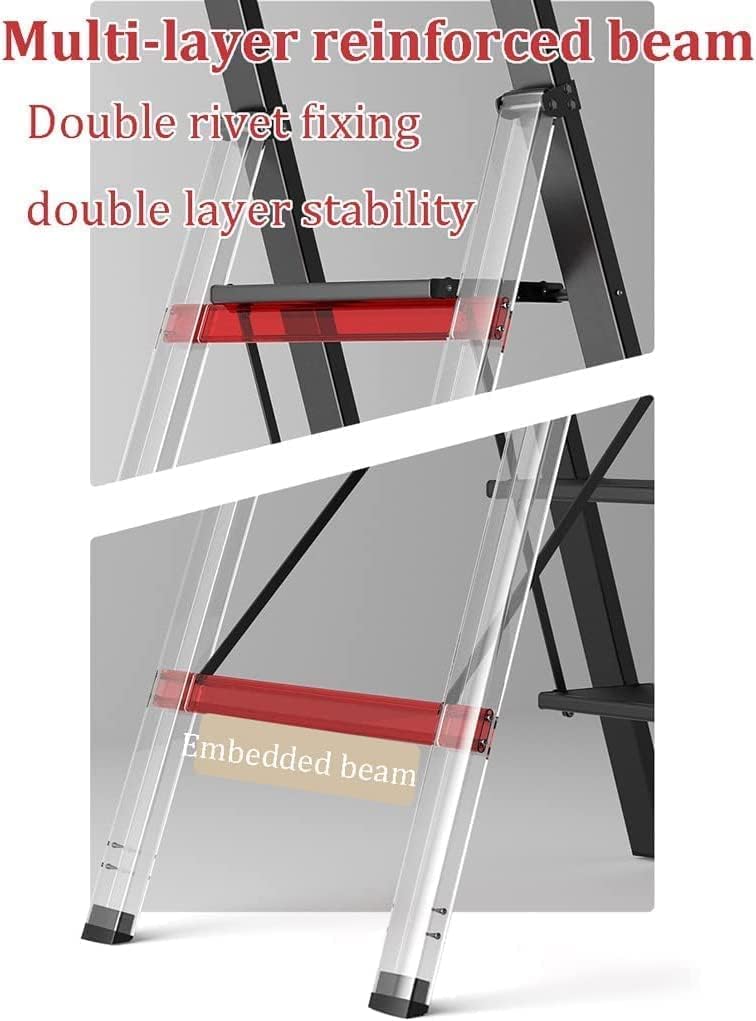 Step Ladder Folding Step Stool Extension Ladder Folding Ladder With Wide Band Pedals And Handle Aluminum Telescoping Ladders Home Step Ladders Folding Ladder Telescoping Ladder ( Color : Champagne gol