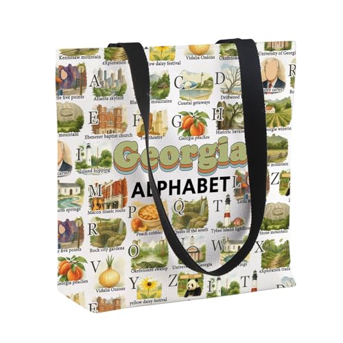 Georgia Alphabet Tote Bag Georgia Lover Gift G-eorgia Welcome Gift Moving to G-eorgia G-ift For Traveler (GeoBag)