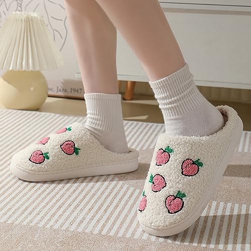 Image of FAYUEKEY House Slippers for Women Fuzzy Mens Fruit Series Strawberry Memory Foam slippers Bedroom Shoes