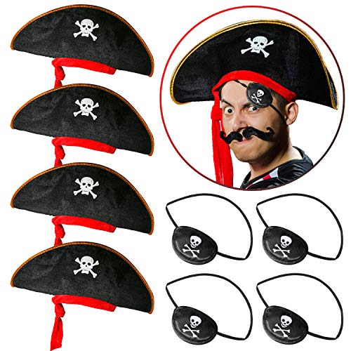 Private Costumes Party Recap - PROLOSO Pirate Hat with Eye Patch Buccaneer Captain Costume Cap Pirate Themed