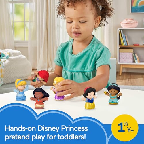 Image of Fisher-Price Little People Disney Princess, 6 Figures Ages 18+ Months | 6 characters included: Moana, Ariel, Snow White, Rapunzel, Cinderella, Jasmine, toddler-safe plastic