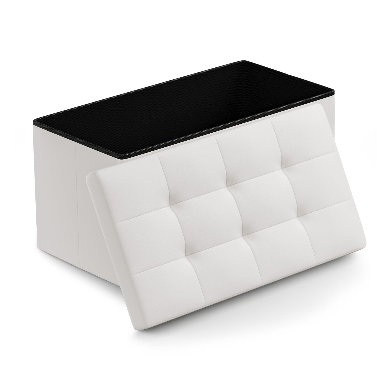 Athena Collection Leather Ottoman with Storage, 30 Inches Large Storage Ottoman Bench with 90L Storage, End of Bed Bench Foot Rest for Living Room,