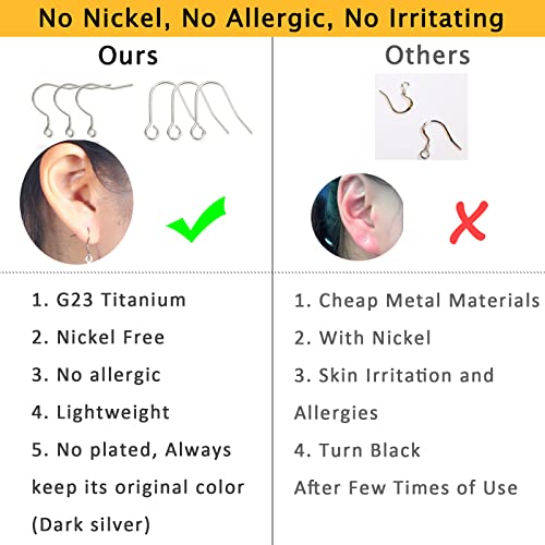 6Pcs 20G Small Pure Titanium Earring Fish Hooks Diy Earrings Findings For Jewelry Making, Hypoallergenic Earring Hooks Making Kit For Women Girls Men Sensitive Ears #TOP1