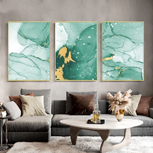 Affiches simplicité imprime toile moderne peinture abstraite verte et dorée 40x60cm