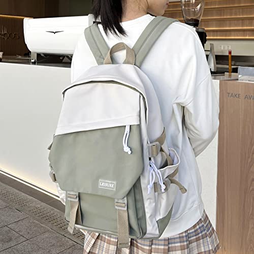 Coowoz School Bag Lightweight Casual Daypack College Laptop Backpack For Men Women Water Resistant Travel Rucksack For Sports High School Middle Bookbag For Girls(Gray Green White) #TOP6