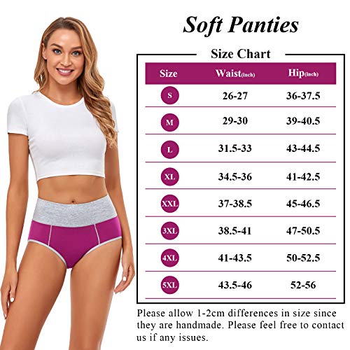 Image of Womens Underwear,Cotton Mid Waist No Muffin Top Full Coverage Brief Ladies Panties Lingerie Undergarments for Women Multipack