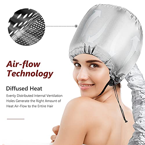 Portable Hair Dryer Bonnet Attachment For Hair Styling, Hair Color, Hair Condition And More - Silver #TOP3