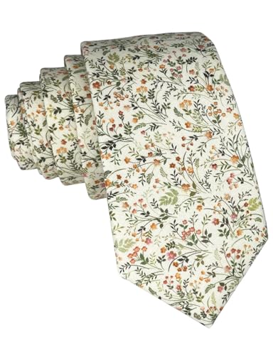 Image of Kebocis Mens Skinny Cotton Floral Tie for Men