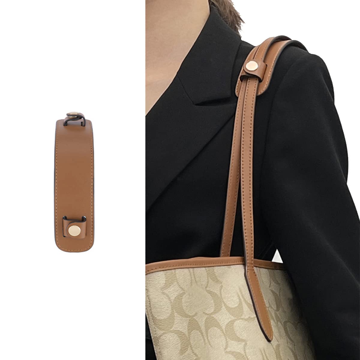 Microfiber Leather Shoulder Strap Pads Replacement Cushion Strap Covers for Tote Bags Detachable (Brown)