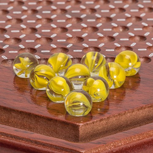Juego de mesa chino de madera con canicas de vidrio 13.6 in miniatura 4