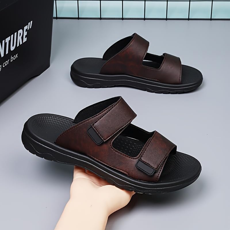 Men's Breathable Sandals, Trendy Slip On Shoes For All Seasons, Solid Color Slippers For Outdoor Activity3