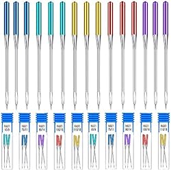 Máquina De Coser Singer Antigua Verde Agujas para Máquina de Coser 30Pcs, Varios tamaños 65/9, 75/11, 90/14, 100/16, 110/18, Rregular Universal de Mango Plano Agujas con Botella