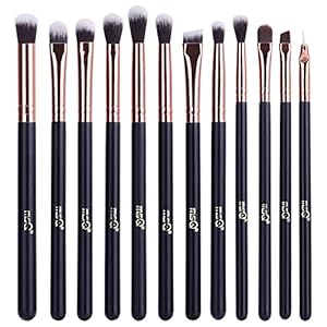 MSQ 12pcs Augen Make-up Pinsel Rauchig Lidschatten-Kontur-Kit weich Haare für Lidschatten, Augenbraue, Eyeliner, Blending, am besten für Weihnachtsgeschenke – Rose Gold