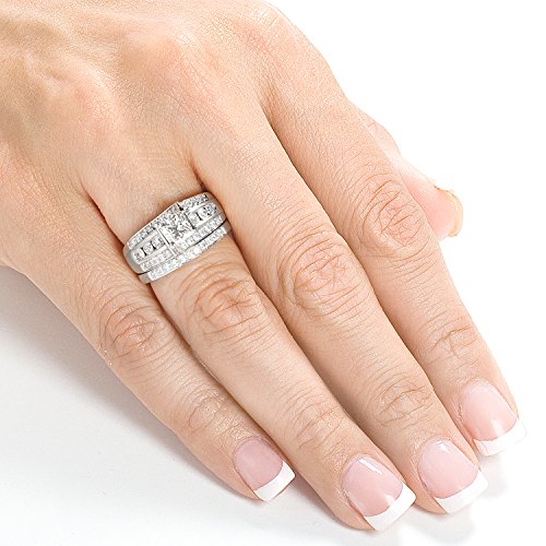 Kobelli Princess Diamond Wedding Ring Set 1 Carat (ctw) in 14K White or Yellow Gold4