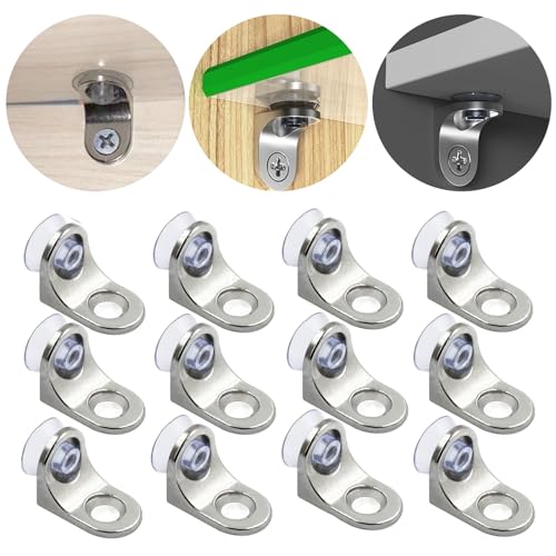 Support Etagere Fixation Invisible Verre Murale Placard Meubles Taquets Taquet éTagèRes Avec Couvercle AntidéRapant Supports, 12 pièces